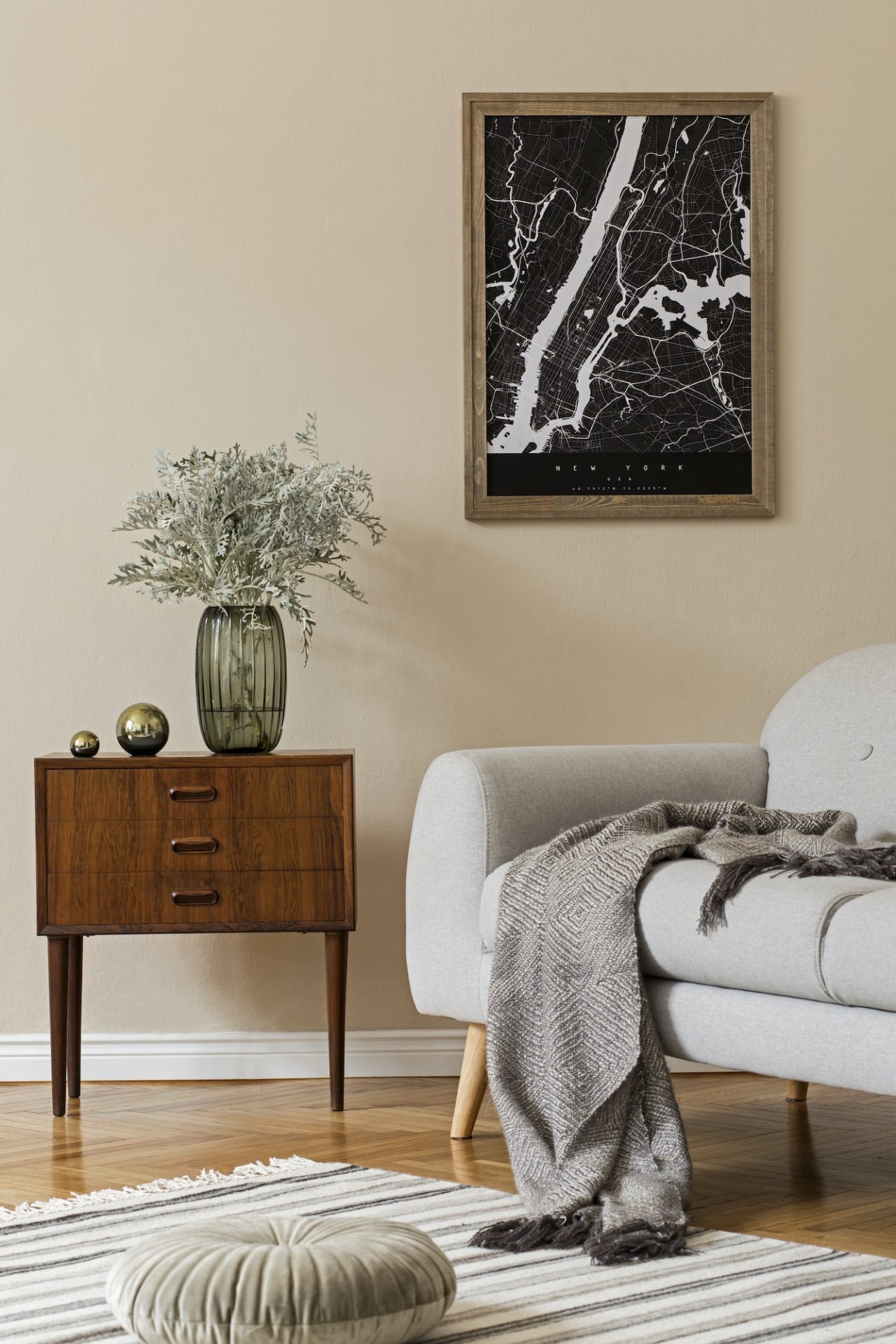 design scandinavian home interior of living room with mock up poster map 1 2