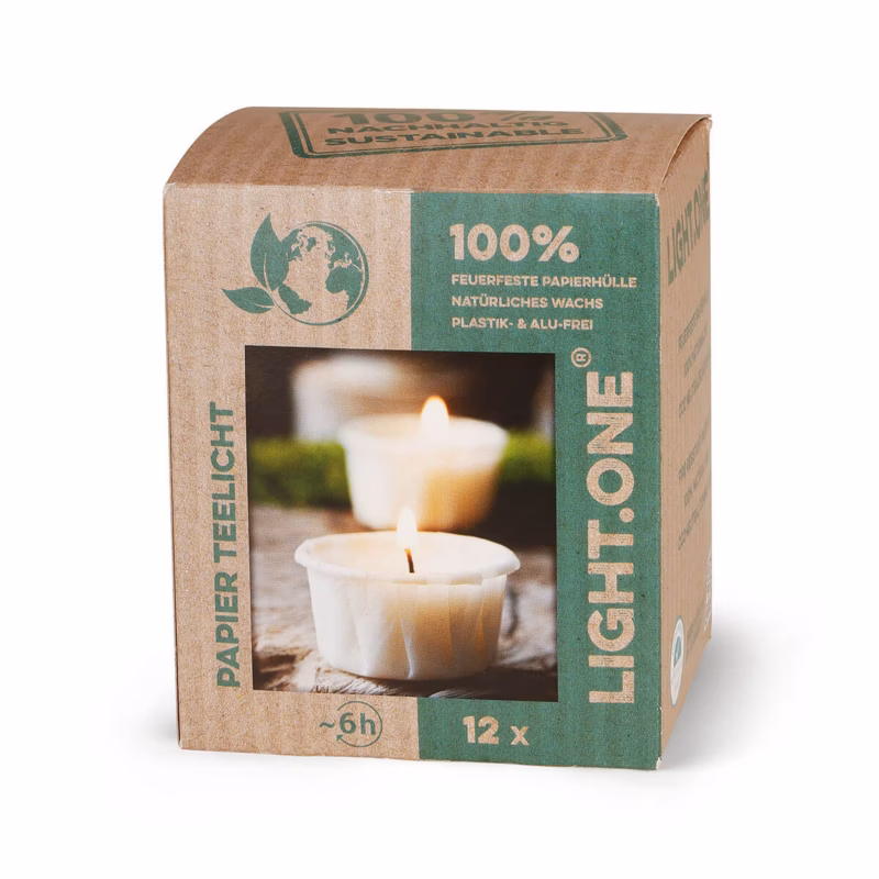 Teelichter vegan aus Rapswachs (12 Stk.) mit Papierhülle