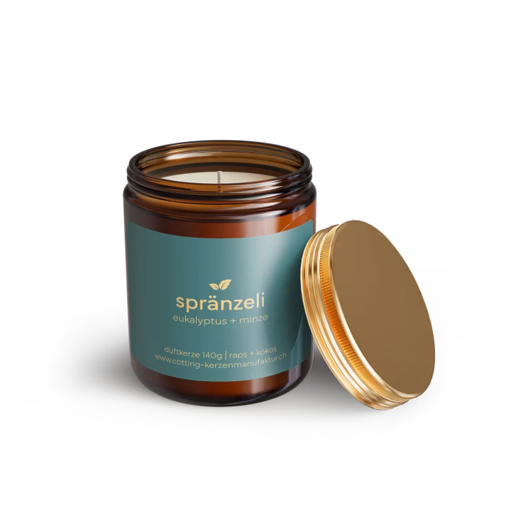 Duftkerze Spränzeli mit Eukalyptus & Minze, Brenndauer 30 h