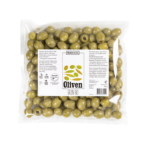 Bio Grüne Oliven ohne Stein, mariniert