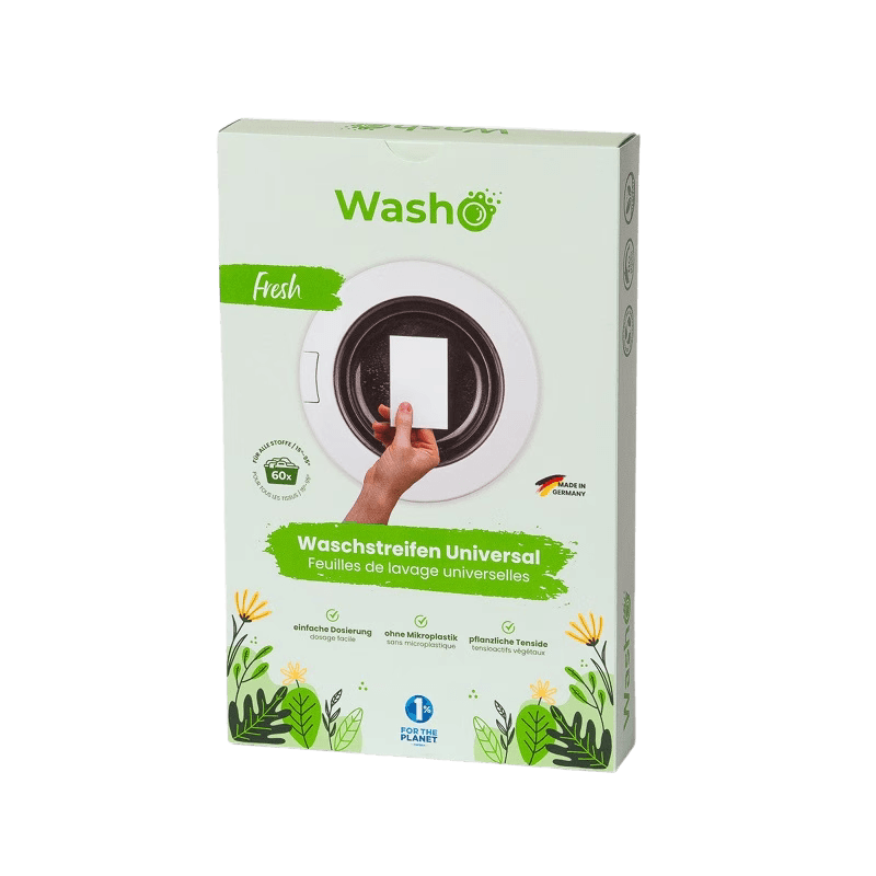 WashO Waschstreifen Universal – nachhaltiges Waschmittel ohne Mikroplastik für die Waschmaschine