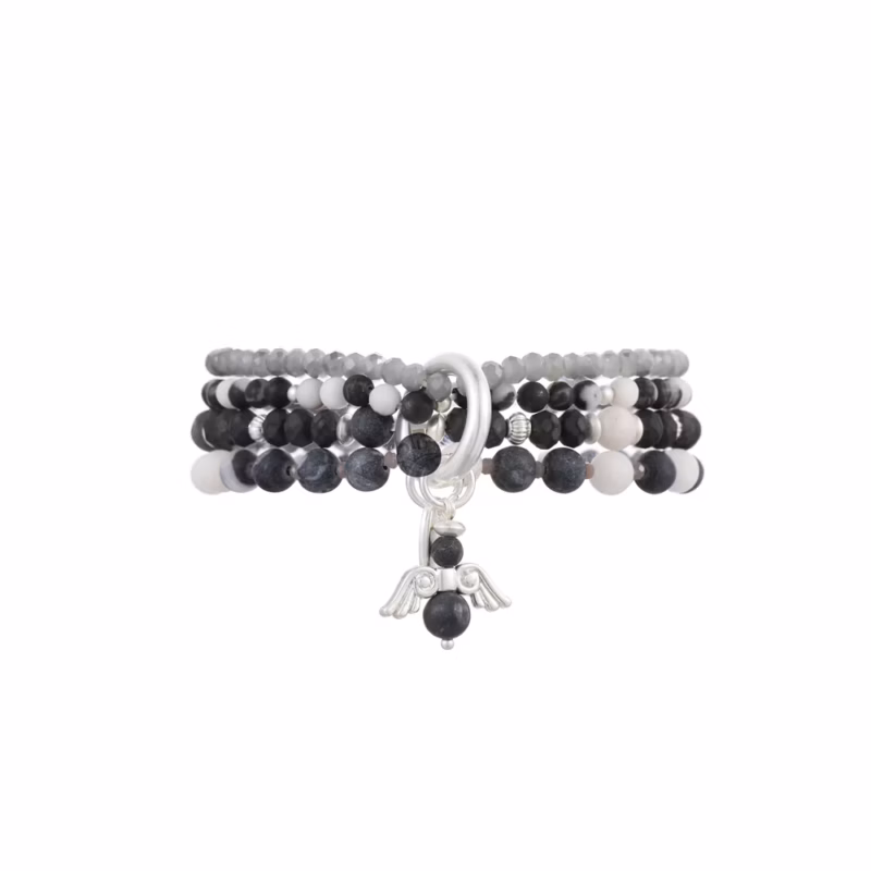 Armband aus echtem schwarz weissem Jaspis