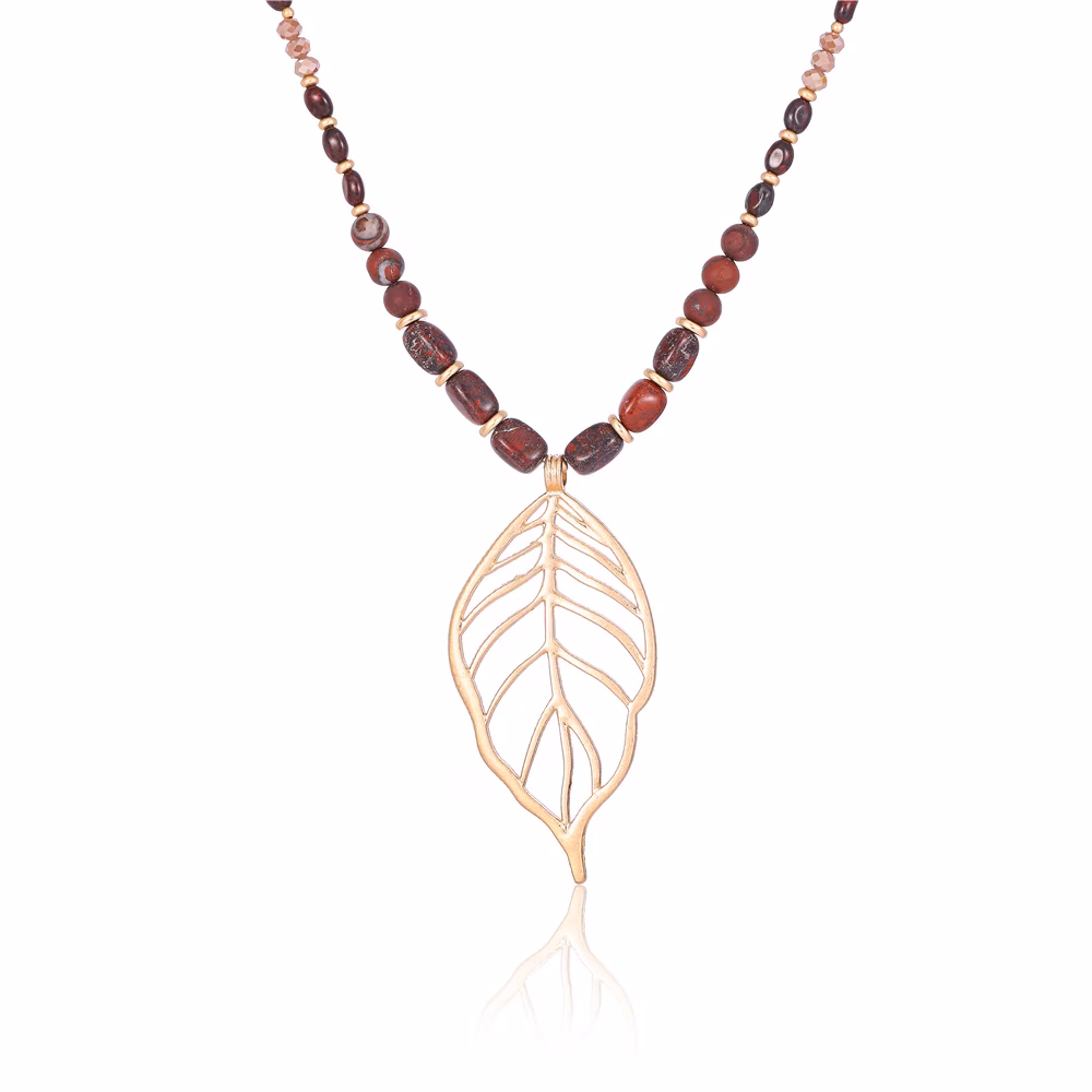 Halskette aus echtem braunem Jaspis