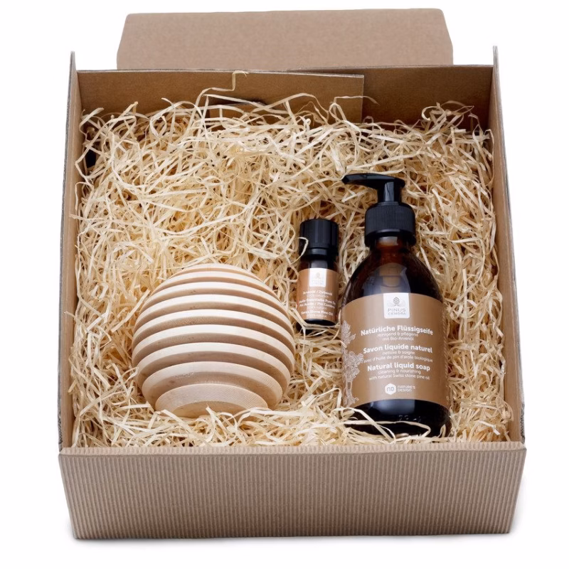 Geschenkset Arve - Flüssigseife und Duftholz Globe