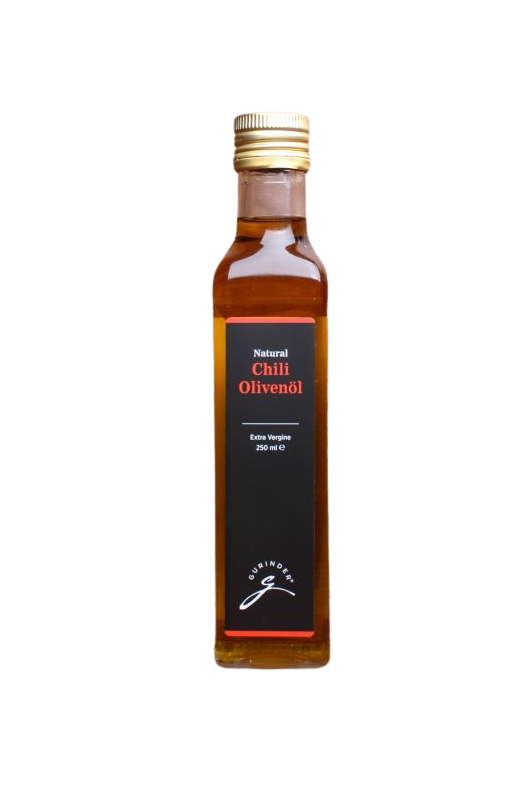 BBQ Genuss Set Chili Olivenöl Extra Vergine in Glasflasche – scharfes Olivenöl mit Chili