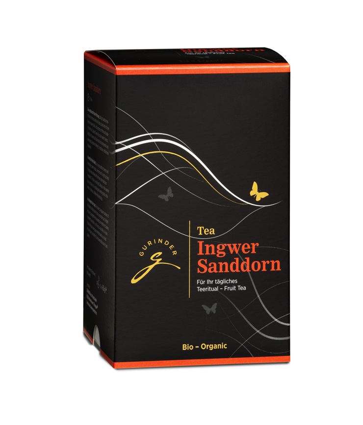 Ingwer Sanddorn Bio-Tee Ingwer Sanddorn Bio-Tee im Teebeutel – koffeinfreie Teemischung mit Beeren und Kräutern