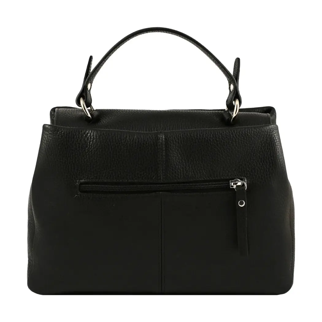 Handtasche aus genarbtem Leder "Pompei" – schwarz