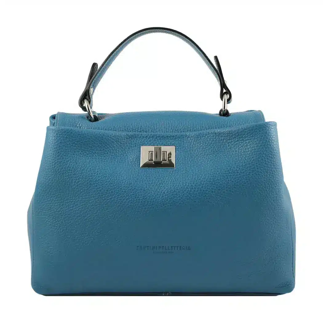 Handtasche aus genarbtem Leder "Pompei" – blau