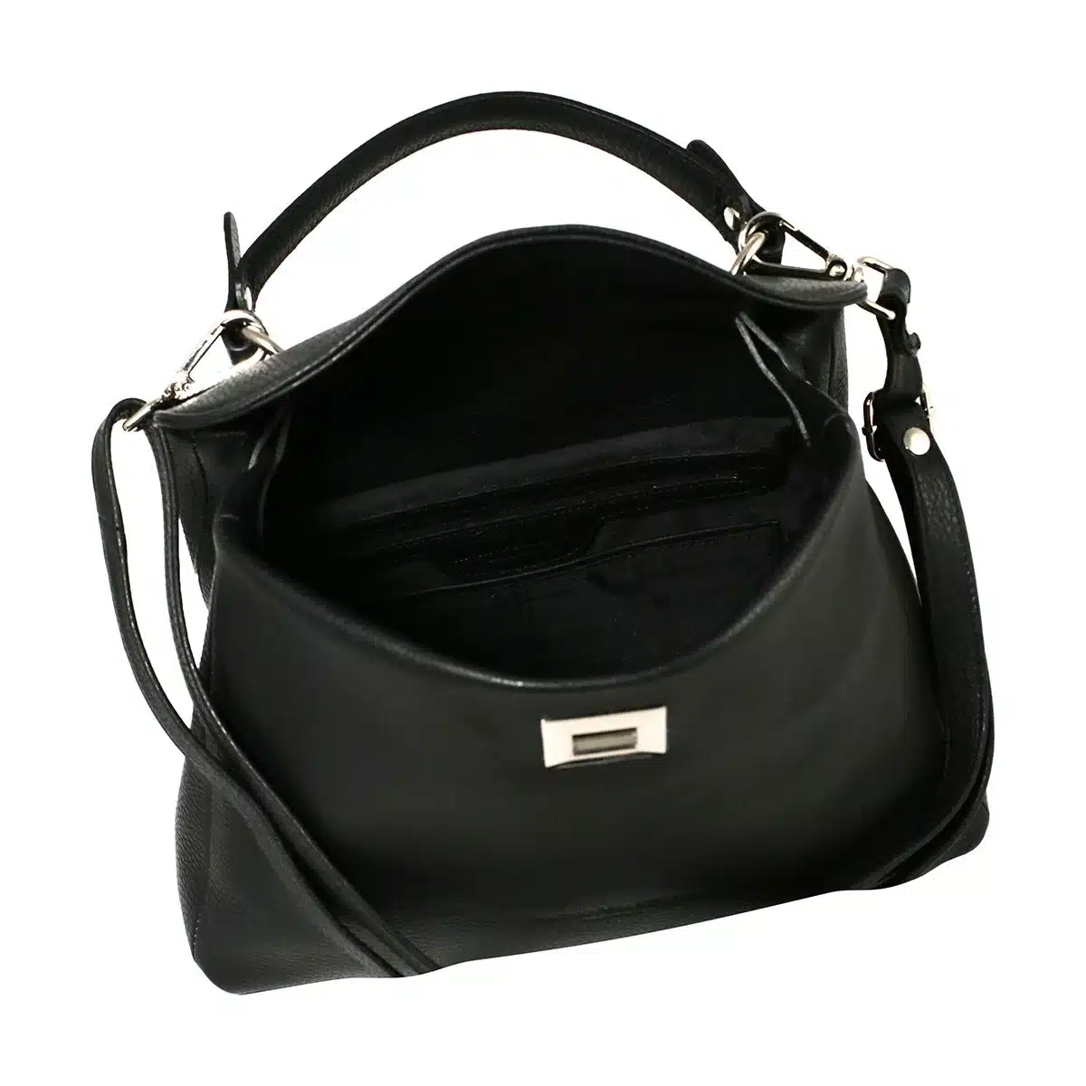 Handtasche aus genarbtem Leder "Pompei" – schwarz Handtasche aus genarbtem Leder "Pompei" – schwarz – Bild 4