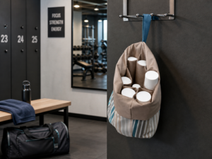 Kosmetiktasche zum Aufhängen im Bad oder auf Reisen organisiert