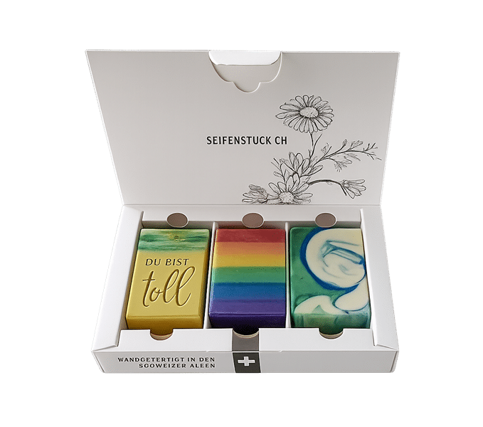Naturseifen Geschenkset Schweiz – 3 handgemachte Seifen für Körper & Hände