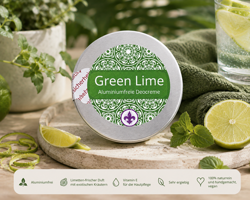 Green Lime – Aluminiumfreie Deocreme mit frischem Limettenduft, 35 ml Natürliche vegane Deocreme Green Lime mit frischer Limette und Kräutern
