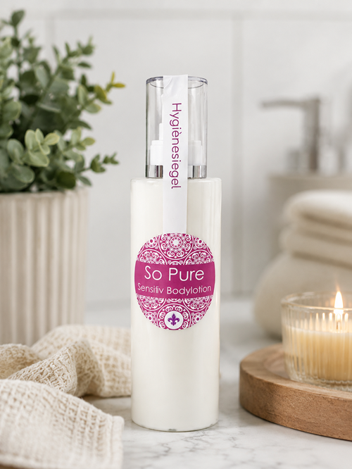 SO PURE – Milde natürliche Pflege ohne Duftstoffe, 200 ml Milde natürliche Body Lotion für empfindliche Haut in entspannter Wellness-Atmosphäre