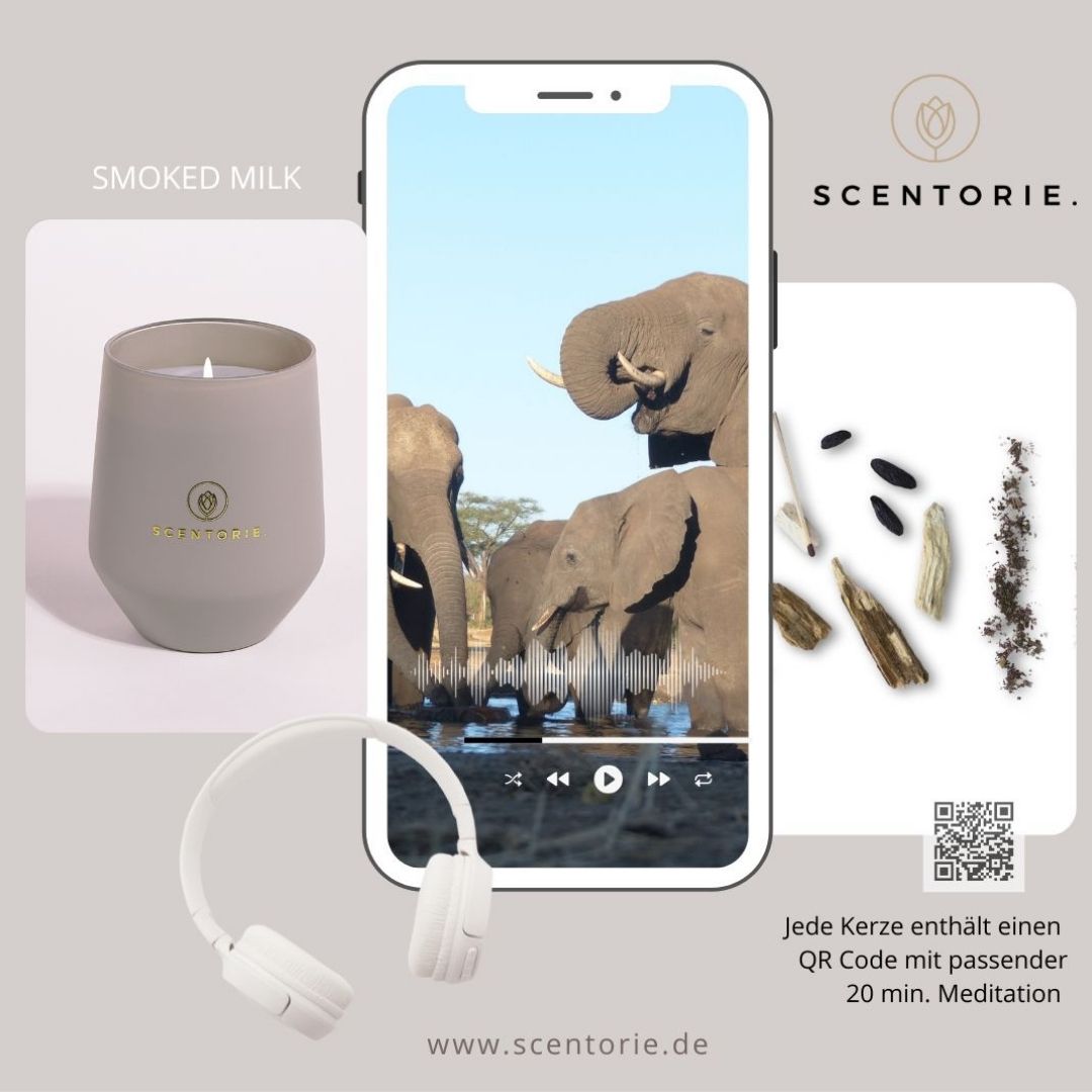 Duftkerze mit integrierter Meditation – SMOKED MILK, 300g Duftkerze mit integrierter Meditation – SMOKED MILK, 300g – Bild 5