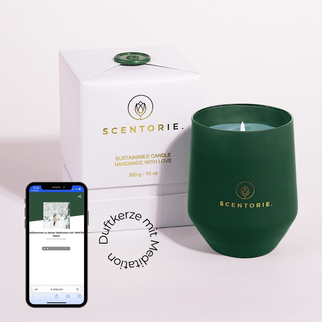Duftkerze mit integrierter Meditation – WINTER WALK, 300g Scentorie WINTER WALK Duftkerze mit Meditation 300 g
