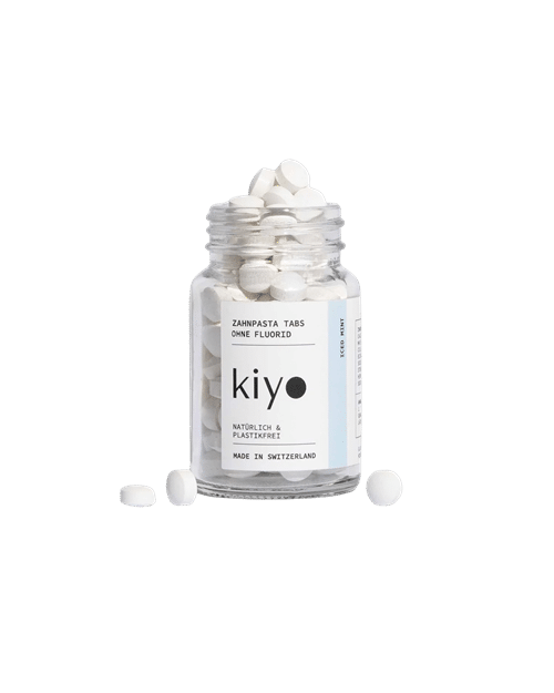Kiyo Zahnpasta Tabs Iced Mint ohne Fluorid im Glas mit mindestens 124 Zahnputztabletten
